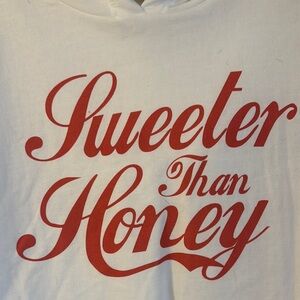 NWOT LA + IMAGE Shorts with Hoodie with Red 'Sweeter Than Honey' Print